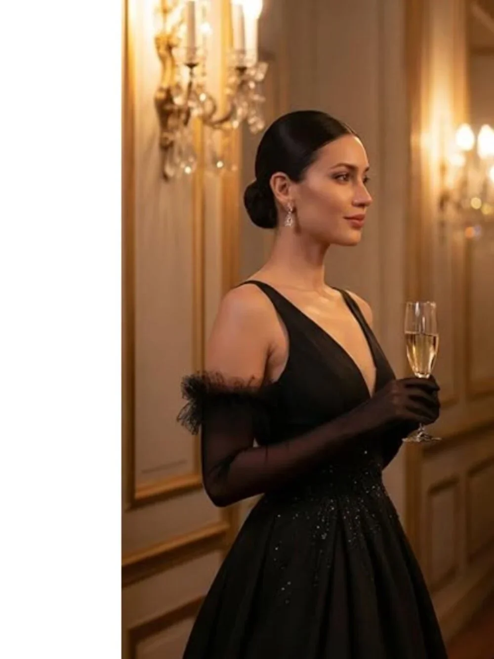 Long Lace Opera Black Gloves